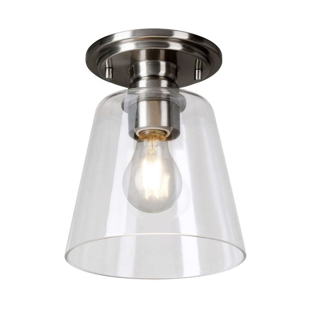 New Gaspar 7 inch 1 light semi-flush mount brushed nickel finish, S1A